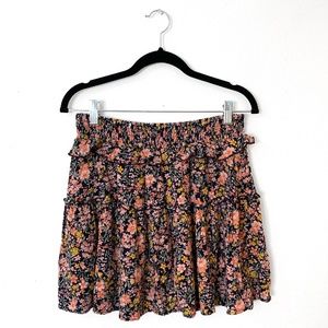 American Eagle Black Floral Mini Skirt